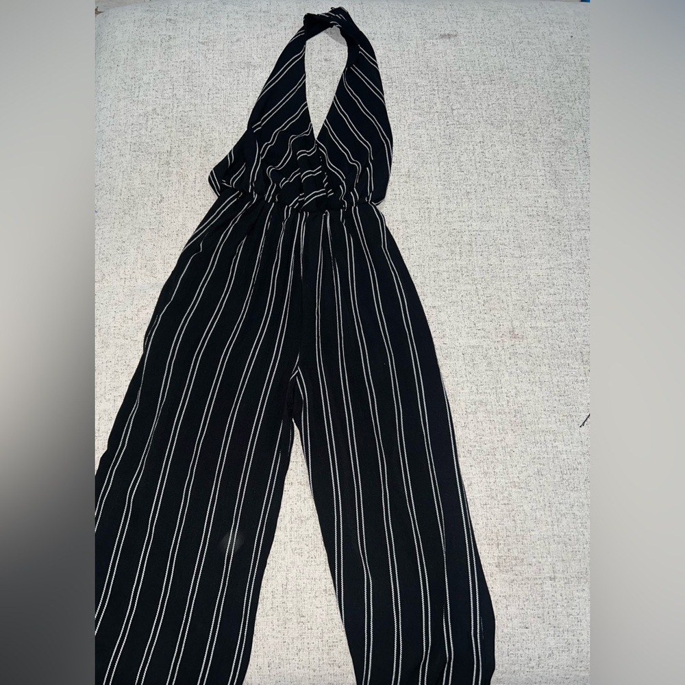 GUESS Black and White Striped Women's Jumpsuit